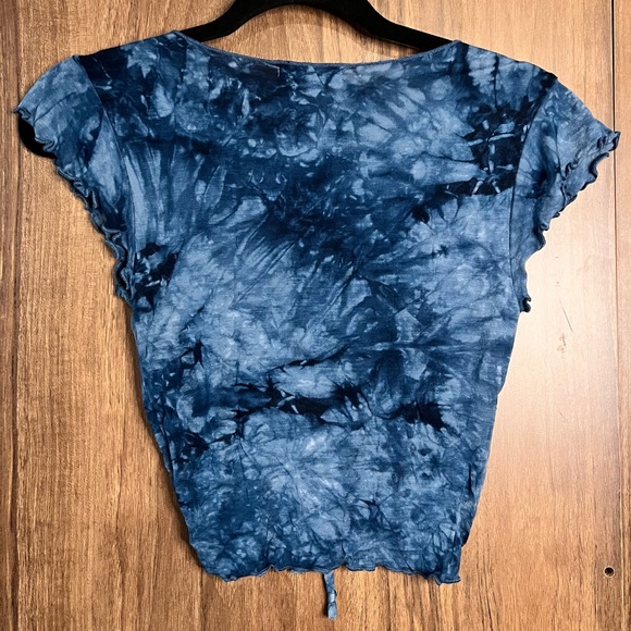 Antistar Blue Acid Wash Ruched Crop Top - Picture 3 of 5